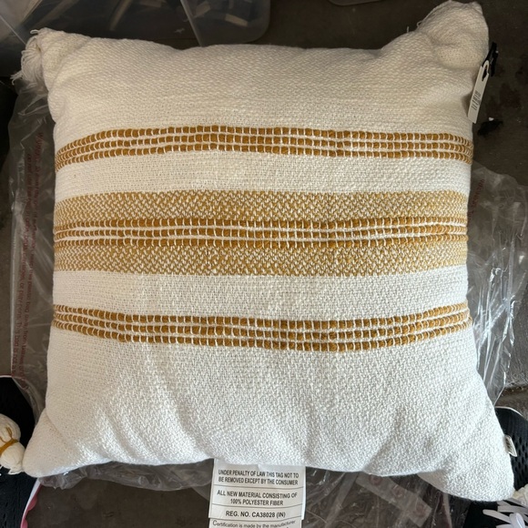 18"x18" Textured Bead Stripe Square Throw Pillow - Hearth & Hand™ with M… - Picture 1 of 6